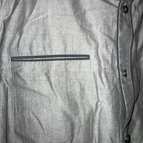 Express Fitted Collared Button Down Chambray Shirt - Picture 4 of 5